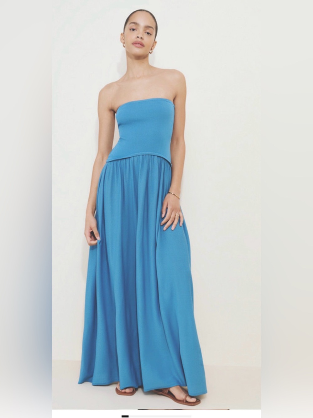 SOLID & STRIPED BLUE STRAPLESS SOGLIO MAXI DRESS SZ S